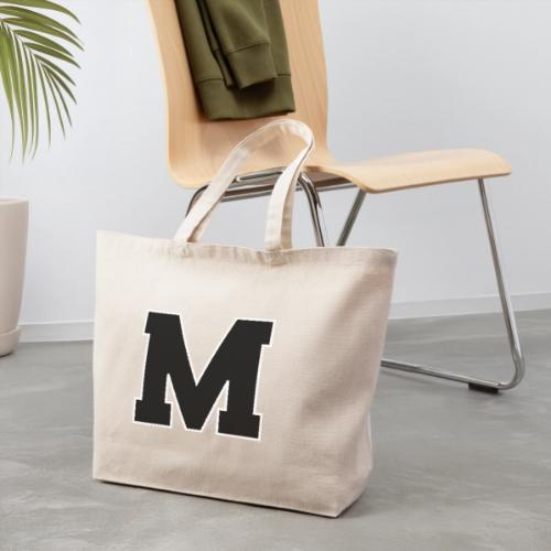 Varsity Letter M Collegiate Alphabet Art - Eco-Friendly Cotton Tote