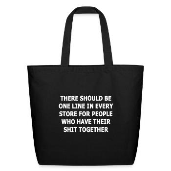 There Should Be One Line - Eco-Friendly Cotton Tote - black - Front