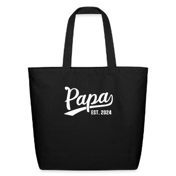 Papa 2024 Papa Since 2024 Papa Est 2024 - Eco-Friendly Cotton Tote - black - Front