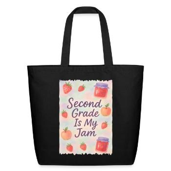 Second Grade Is My Jam - Eco-Friendly Cotton Tote - black - Front