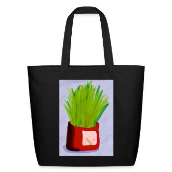 Vibrant Grass in Red Pot - Eco-Friendly Cotton Tote - black - Front