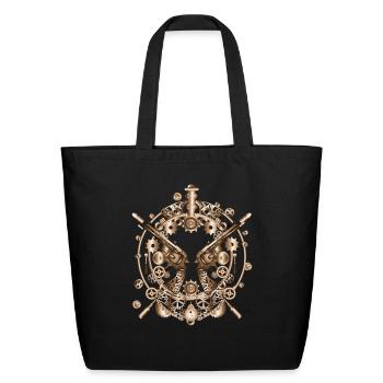 ornate steampunk revolvers with cartridges - Eco-Friendly Cotton Tote - black - Front