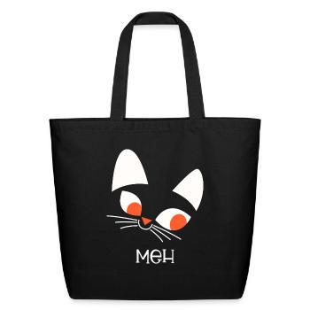 Funny Cat Meh Cute Halloween - Eco-Friendly Cotton Tote - black - Front