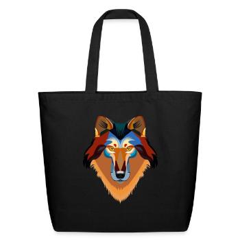 Orange wolf - Eco-Friendly Cotton Tote - black - Front