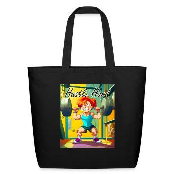 hustle hard - Eco-Friendly Cotton Tote - black - Front