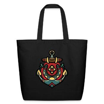 Horseshoe And Anchor - Eco-Friendly Cotton Tote - black - Front