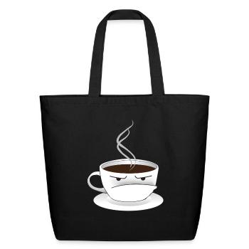 Grouchy Johns Coffee Cup logo - Eco-Friendly Cotton Tote - black - Front