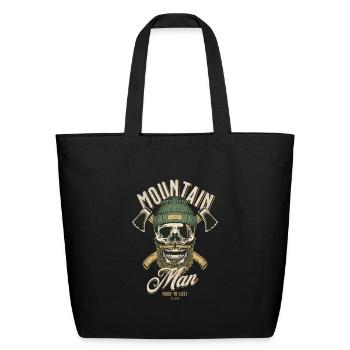 Mountain man; Outdoor; axes; skull; bearded; woods - Eco-Friendly Cotton Tote - black - Front