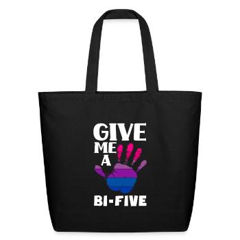 Give Me A Bi-Five Bisexual Bi Pride - Eco-Friendly Cotton Tote - black - Front