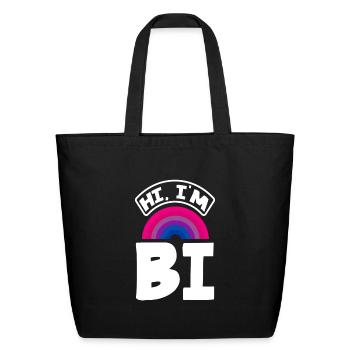 Hi I'm Bi Bisexual Bi Pride Flag - Eco-Friendly Cotton Tote - black - Front