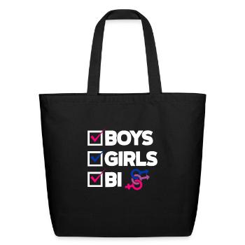 Boys Girls Bi Funny Bisexual Bi Pride Gift - Eco-Friendly Cotton Tote - black - Front