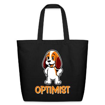 Beagle Optimist Mascot - Eco-Friendly Cotton Tote - black - Front