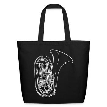 Tuba One Line Drawing - Eco-Friendly Cotton Tote - black - Front