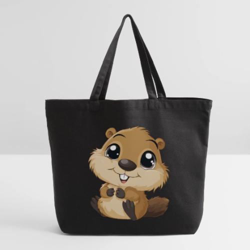 Adorable Cartoon Baby Beaver with Big Eyes - Eco-Friendly Cotton Tote
