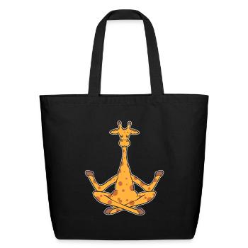 Meditation Giraffe Yoga Instructor - Eco-Friendly Cotton Tote - black - Front