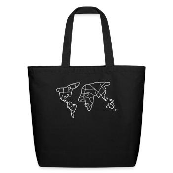 World Map World Maps Faces - Eco-Friendly Cotton Tote - black - Front