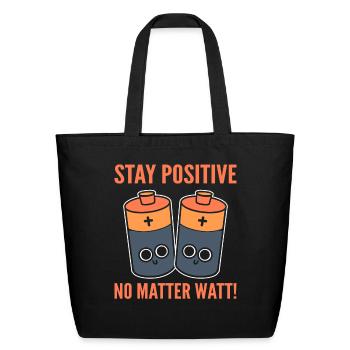 Optimistic Sayings Lineman - Eco-Friendly Cotton Tote - black - Front