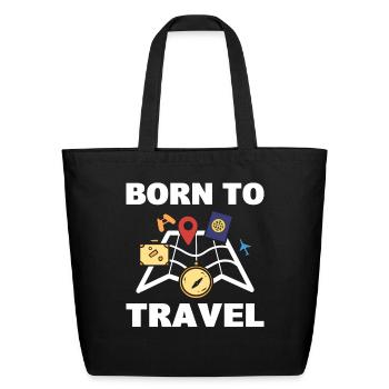Born To Travel Tourist - Eco-Friendly Cotton Tote - black - Front