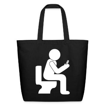 Mobile Phone Toilet Smartphone Cellphone - Eco-Friendly Cotton Tote - black - Front