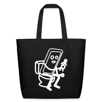 Smartphone Toilet Cellphone Mobile Phone - Eco-Friendly Cotton Tote - black - Front