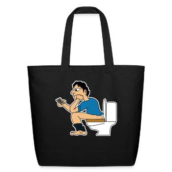 Cellphone Toilet Smartphone Mobile Phone - Eco-Friendly Cotton Tote - black - Front