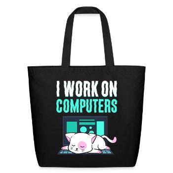 I Work On Computers Security Engineer - Eco-Friendly Cotton Tote - black - Front