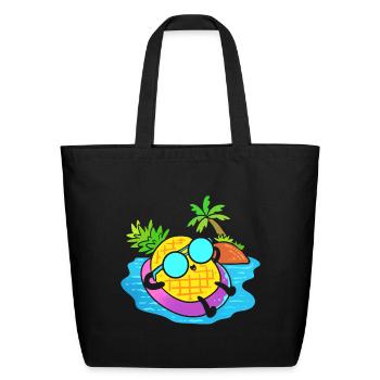 Pineapple Relaxing Tourist - Eco-Friendly Cotton Tote - black - Front