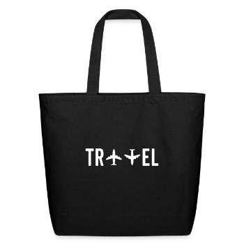 travel traveler tourist gift traveling plane - Eco-Friendly Cotton Tote - black - Front