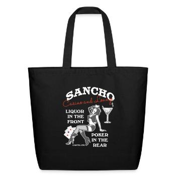 Sancho casino and lounge Liquor in the front - Eco-Friendly Cotton Tote - black - Front