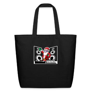 Funny Christmas DJ Deejay Santa Claus - Eco-Friendly Cotton Tote - black - Front