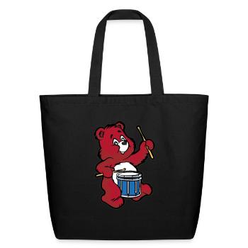 TEDDY BEAR DRUMS Drummer Marching Band Snare Drum - Eco-Friendly Cotton Tote - black - Front