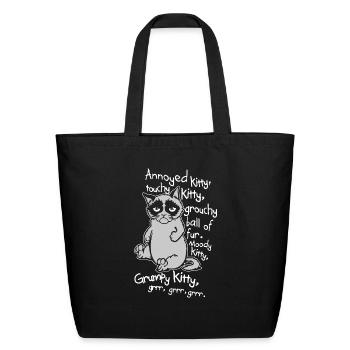 annoyed litty touchy kitty grouchy ball of fur moo - Eco-Friendly Cotton Tote - black - Front