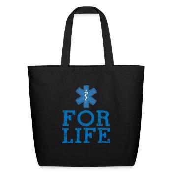 EMT For Life EMS Paramedic Caduceus Medicine - Eco-Friendly Cotton Tote - black - Front
