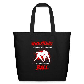 Wrestling Gifts for a Wrestling Fan - Eco-Friendly Cotton Tote - black - Front