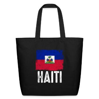 Haitian Holidays Haiti Flag - Eco-Friendly Cotton Tote - black - Front