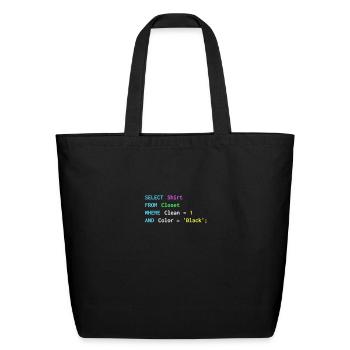 Funny SQL design for SQL programmers, DBA, and DB - Eco-Friendly Cotton Tote - black - Front