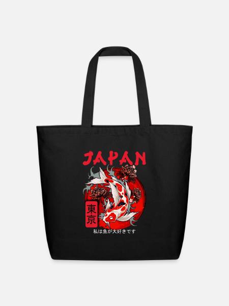 Japan Koi Fish Japanese Nishikigoi - Eco-Friendly Cotton Tote - black