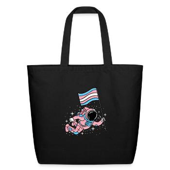 Trans Pride Astronaut - Eco-Friendly Cotton Tote - black - Front