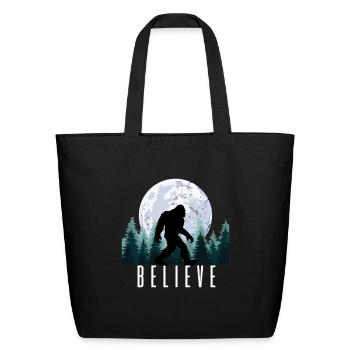 Bigfoot Believe Sasquatch - Eco-Friendly Cotton Tote - black - Front