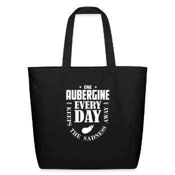 aubergine every day - Eco-Friendly Cotton Tote - black - Front