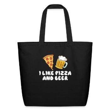 I like pizza and beer - Eco-Friendly Cotton Tote - black - Front
