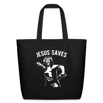 Jesus Baseball Religious Sports - Eco-Friendly Cotton Tote - black - Front
