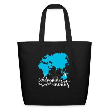 Traveling Adventure Traveler Airplane Travel - Eco-Friendly Cotton Tote - black - Front
