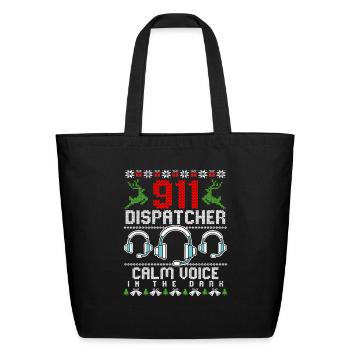 911 Dispatcher Calm Voice in the Dark - Eco-Friendly Cotton Tote - black - Front