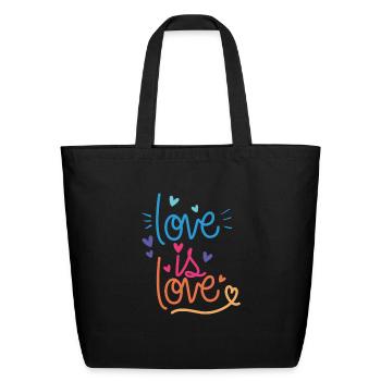 Love is love, love, lovely, , beloved, romantic - Eco-Friendly Cotton Tote - black - Front