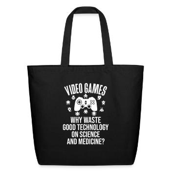 Funny Old Video Games Quote - Classic Video Games - Eco-Friendly Cotton Tote - black - Front