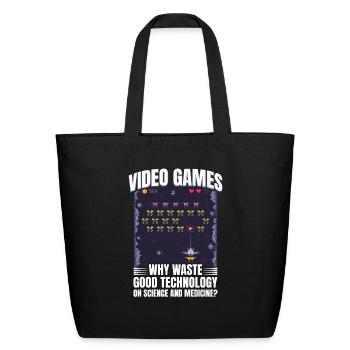Funny Old Video Games Quote - Classic Video Games - Eco-Friendly Cotton Tote - black - Front