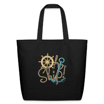 Ship sailing sailboat motor boat - Eco-Friendly Cotton Tote - black - Front