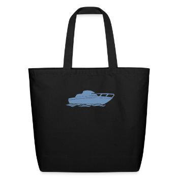 Motor boat design for motor boaters - Eco-Friendly Cotton Tote - black - Front