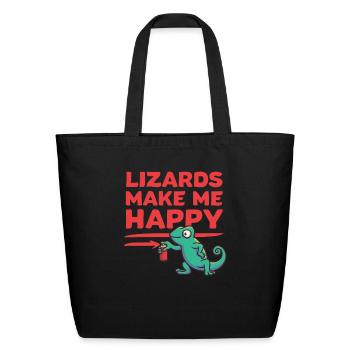 Lizard Lizards Make Meh Happy - Eco-Friendly Cotton Tote - black - Front